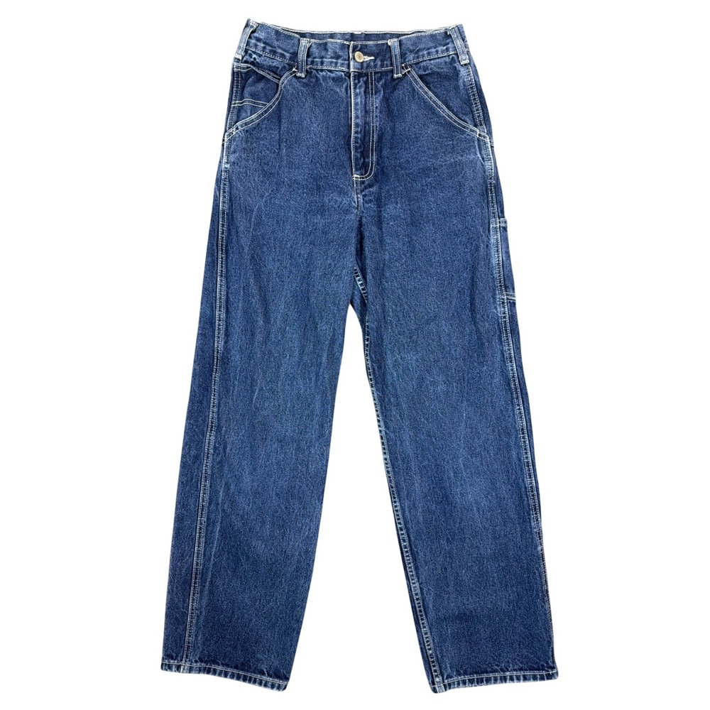 John Galt Carpenter Jeans Dark Wash High Rise Straight Leg Blue Denim Size S